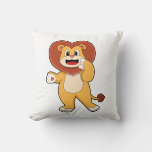 Lion with Heart Throw Pillow
