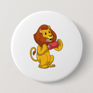 Lion with Meat 3 Inch Round Button