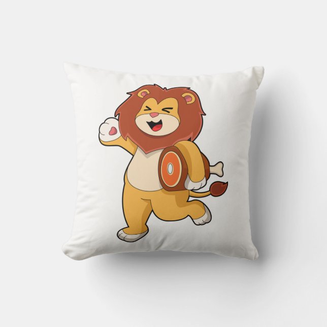 Lion with Meat Throw Pillow (Front)