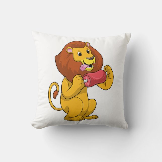 Lion with Meat Throw Pillow (Front)