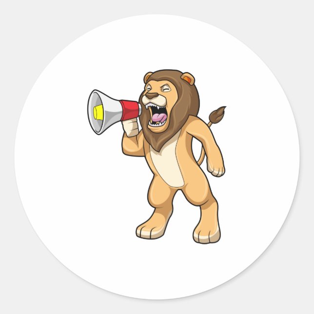 Lion with Microphone Classic Round Sticker (Front)