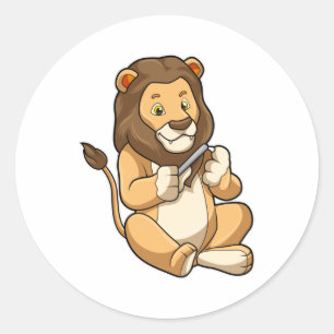 Lion with Nail arrows Classic Round Sticker