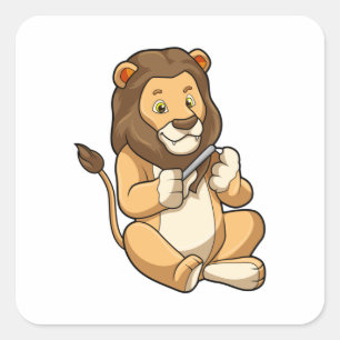 Lion with Nail arrows Square Sticker