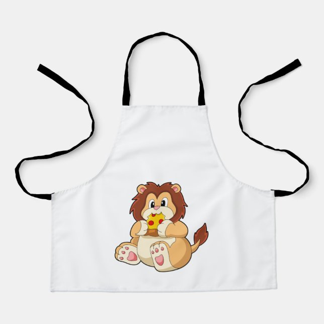 Lion with Piece of Salami Pizza.PNG Apron (Front)