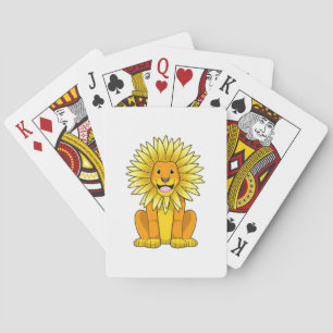 Lion with Sunflower Flower Playing Cards