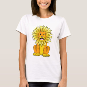 Lion with Sunflower Flower T-Shirt