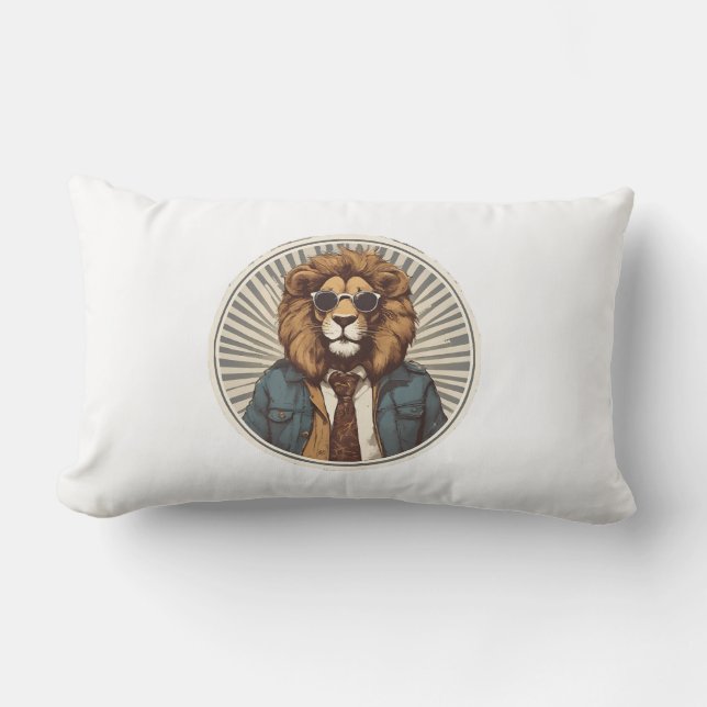Lion with sunglasses lumbar pillow (Front)