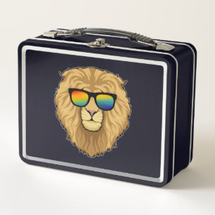 Lion with Sunglasses Metal Lunch Box