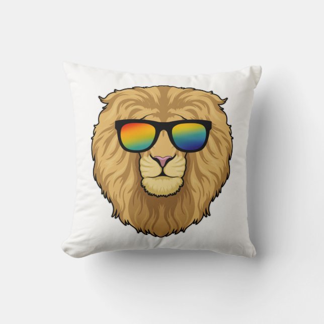 Lion with Sunglasses Throw Pillow (Front)