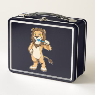 Lion with Toothbrush Metal Lunch Box