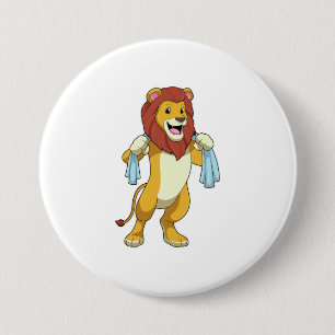 Lion with Towel for Shower 3 Inch Round Button