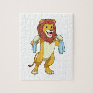 Lion with Towel for Shower Jigsaw Puzzle