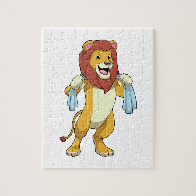 Lion with Towel for Shower Jigsaw Puzzle (Vertical)