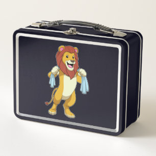 Lion with Towel for Shower Metal Lunch Box