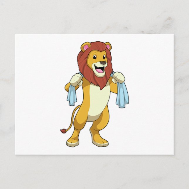Lion with Towel for Shower Postcard (Front)