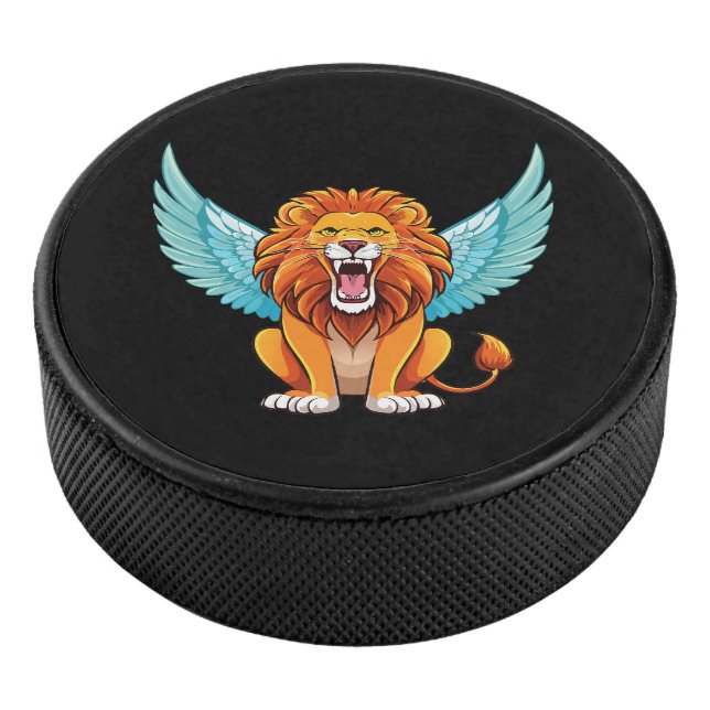 Lion with wings hockey puck (3/4)