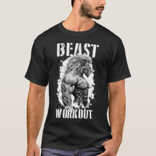Lion Workout Beast Motivation Muscles Gym MMA Figh T-Shirt