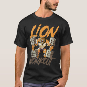 Lion Workout Lifting Weights Beast Muscle Fitness  T-Shirt