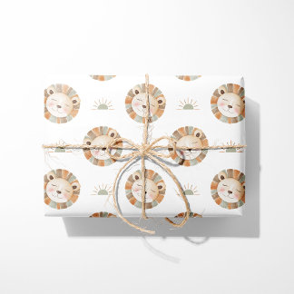 Lion Wrapping Paper Cute Neutral Baby Animal