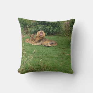 Lion Yawn throw pillow