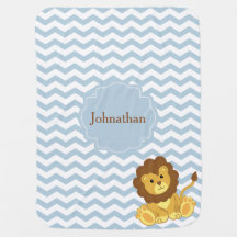 Lion Zigzag Pattern Custom Baby Blanket