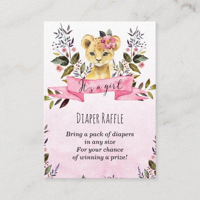 lionceau rose fille Diaper Raffin carte boîtier (Devant)