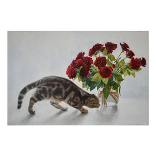 Lionel the Cat and the Roses – Fine Art Poster