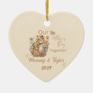 Lioness and baby, Our First Mother's day Together Ceramic Ornament