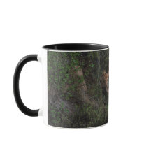 Lioness And Cub Coming Through The Underbrush, Mug