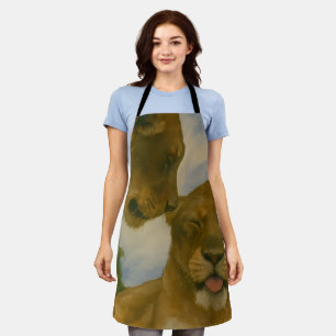 Lioness Companionship in Golden Light Apron