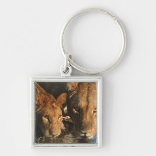 Lioness & Cub (Panthera leo) Keychain