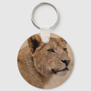 Lioness head closeup keychain