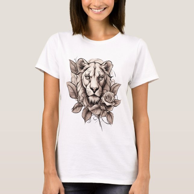 Lioness Ink: Where Nature's Majesty Meets Artistry T-Shirt (Front)