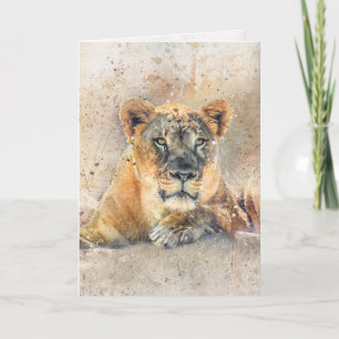 Lioness Jungle Safari Artwork All Occasion Blank Holiday Card