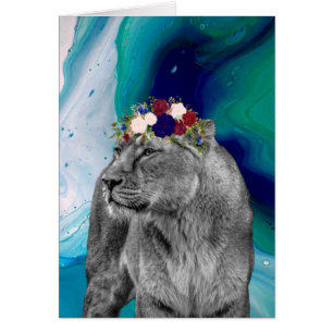 Lioness Lion Animal Girl Couronne colorée