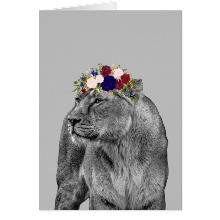 Lioness Lion Animal Girl Flower Crown Black White | Zazzle