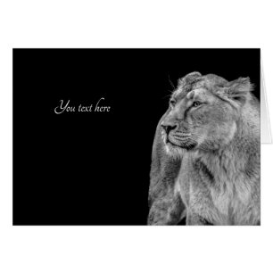 Lioness Note Card Black White Customizable