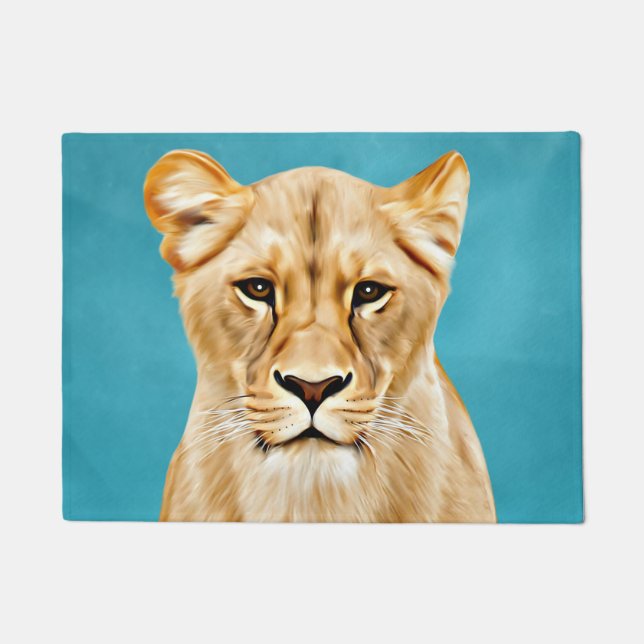 Lioness Portrait Painting Wild Life Lovers Gift Doormat (Front)