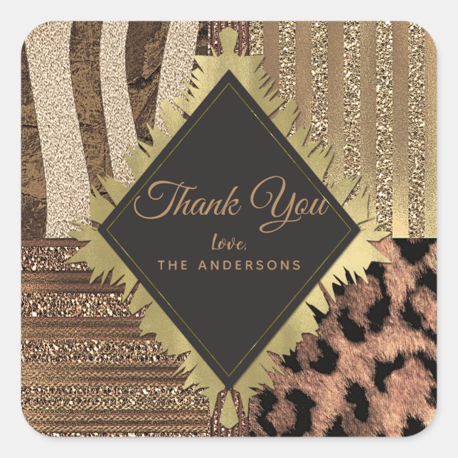 Lioness Safari Chic Jungle Glam Modern Favour Square Sticker (Front)