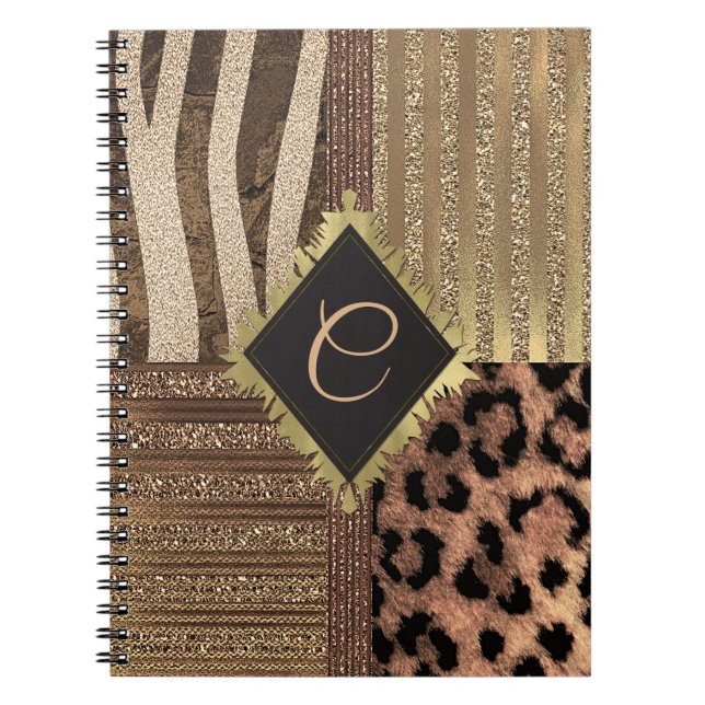 Lioness Safari Chic Jungle Glam Modern Sparkle Notebook (Front)