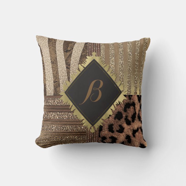 Lioness Safari Chic Jungle Glam Modern Sparkle Throw Pillow (Front)