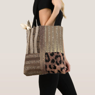 Lioness Safari Chic Jungle Glam Modern Sparkle Tote Bag
