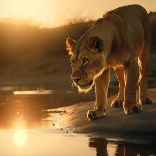 Lioness Takes a Break at Sunset Jigsaw Puzzle