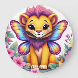 Lioness [Theme] Women's T-Shirt Design Brazil Gift Large Clock