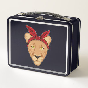 Lioness with Bandana Metal Lunch Box
