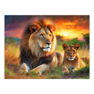 Lioness with Cub Photo Print