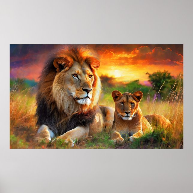 Lioness with Cub Poster (Front)