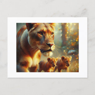 Lioness with Cubs, Postcard