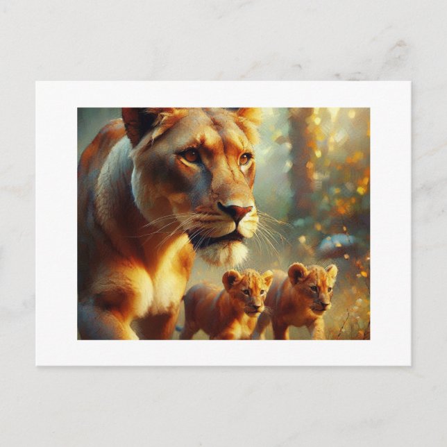 Lioness with Cubs,  Postcard (Front)