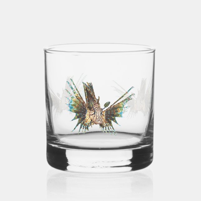 Lionfish - Abstract Design - Cut out of a photo |  Whiskey Glass (Left)